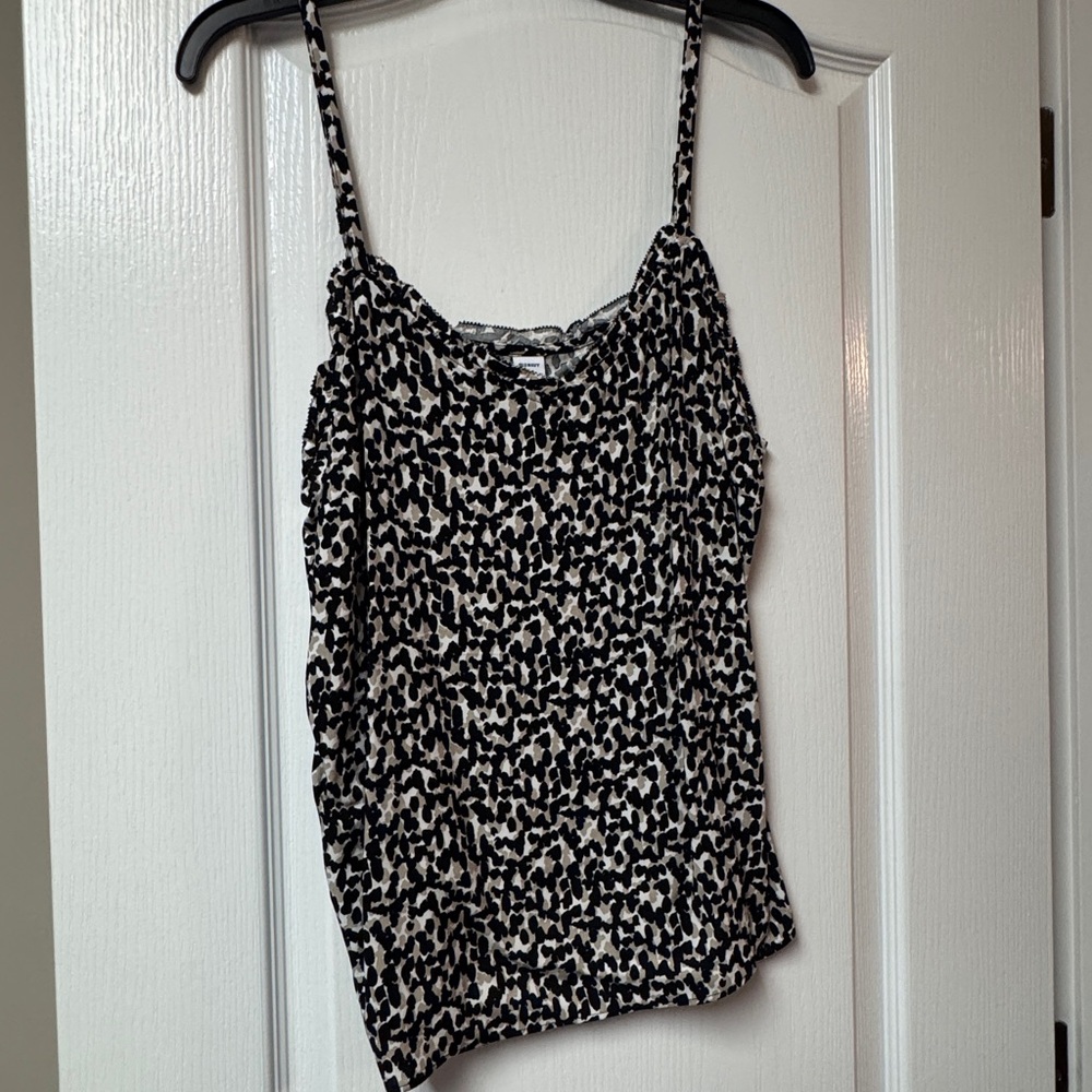 Old Navy Black and Cream Leopard Print Camisole
